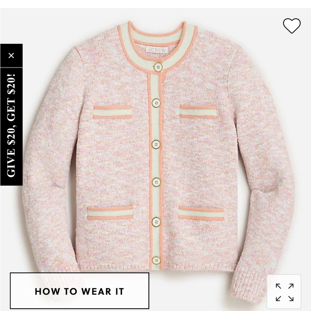 J. Crew Pink and Cream Women's Cardigan